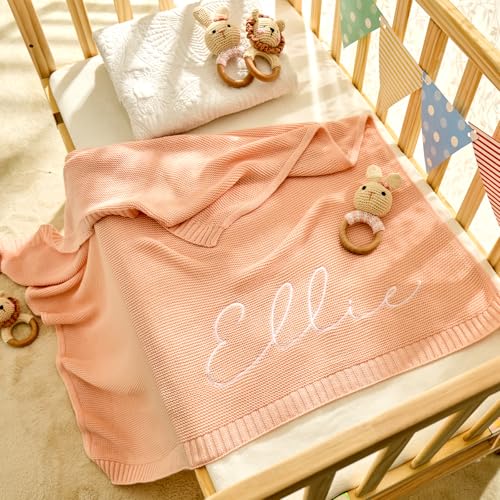 Personalized Custom Embroidered Chunky Knit Baby Blanket for Boy/Girl - 40 * 30 inch - Handmade Birthday Gifts