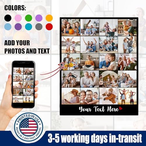 Ships Next Day: Custom Fleece Throw Blankets with Picture Personalized Photo Text for Girlfriend Christmas Anniversary B