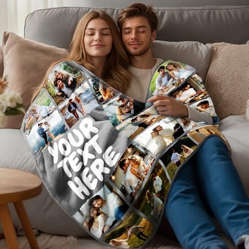 Thick Custom Blanket with Pictures for Adults | Personalized Birthday Gift for Women | Customize with 20 Photos 50"X60"