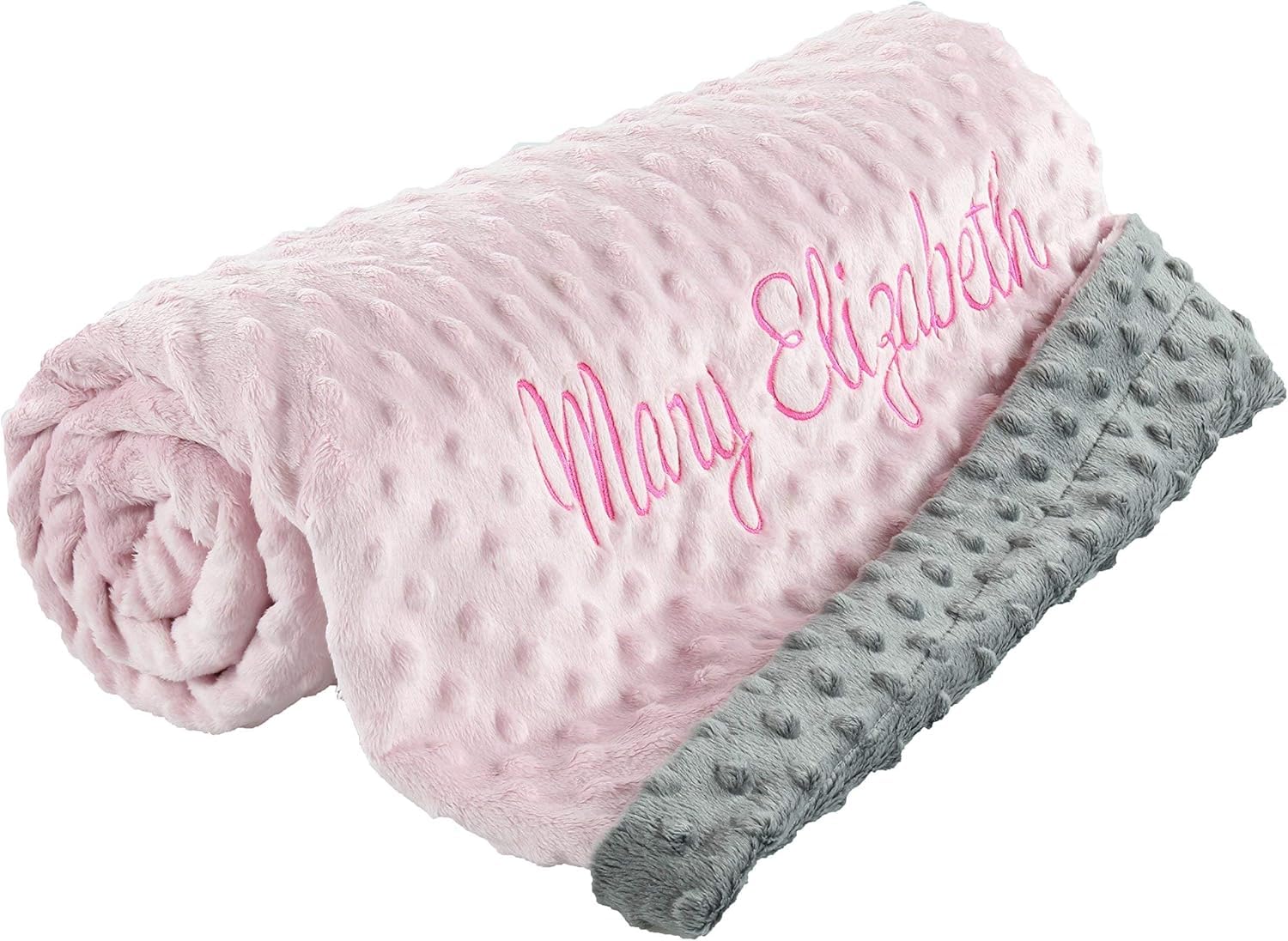 Berry Bebe Personalized Baby Blanket with Name, Plush and Cozy Pink Minky Dot, Newborn Essentials  
Berry Bebe Personali