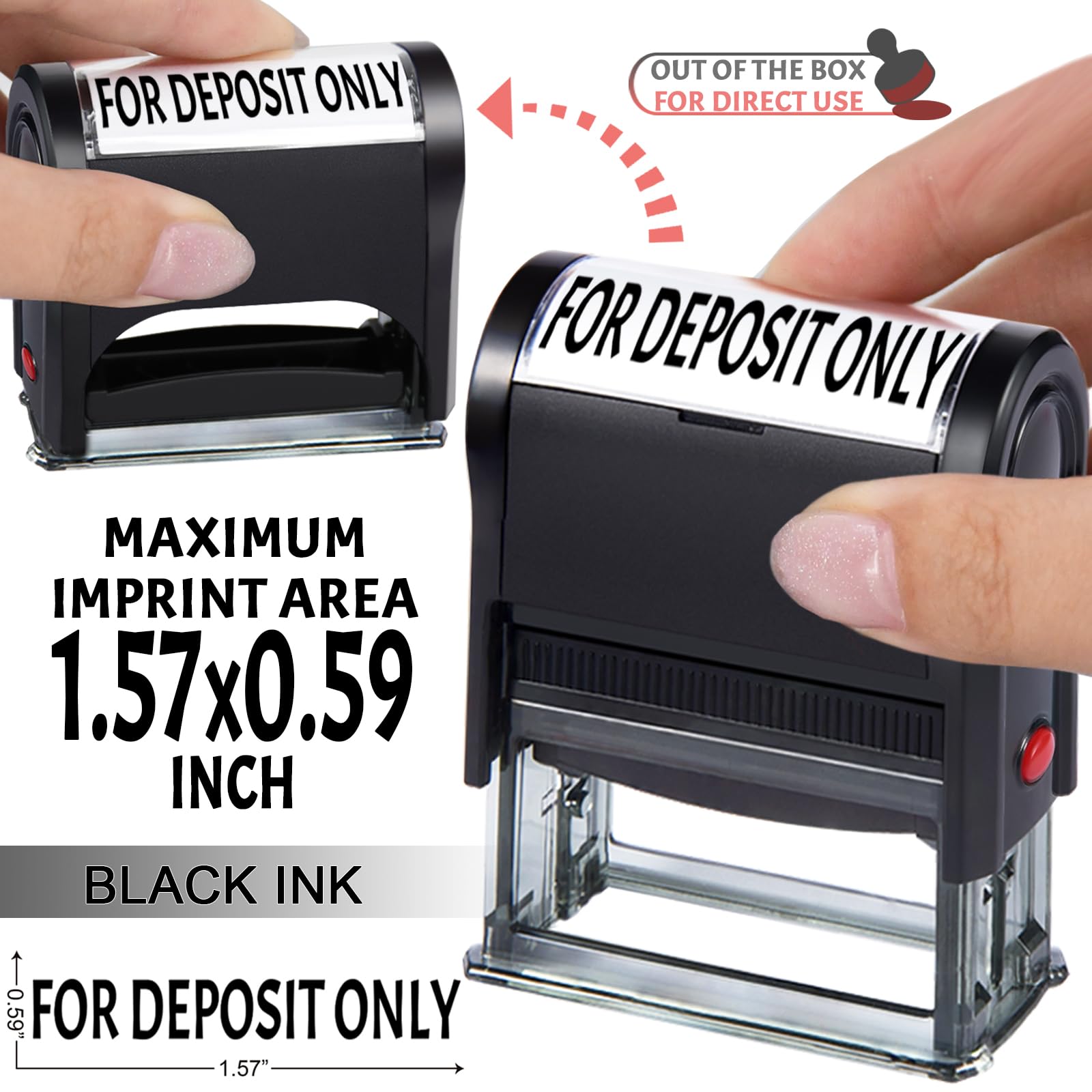 Self Inking Stamps for Business Deposit Only Office Bank Stamps for Deposit Only Black Color Custom Rubber Stamps for Ch