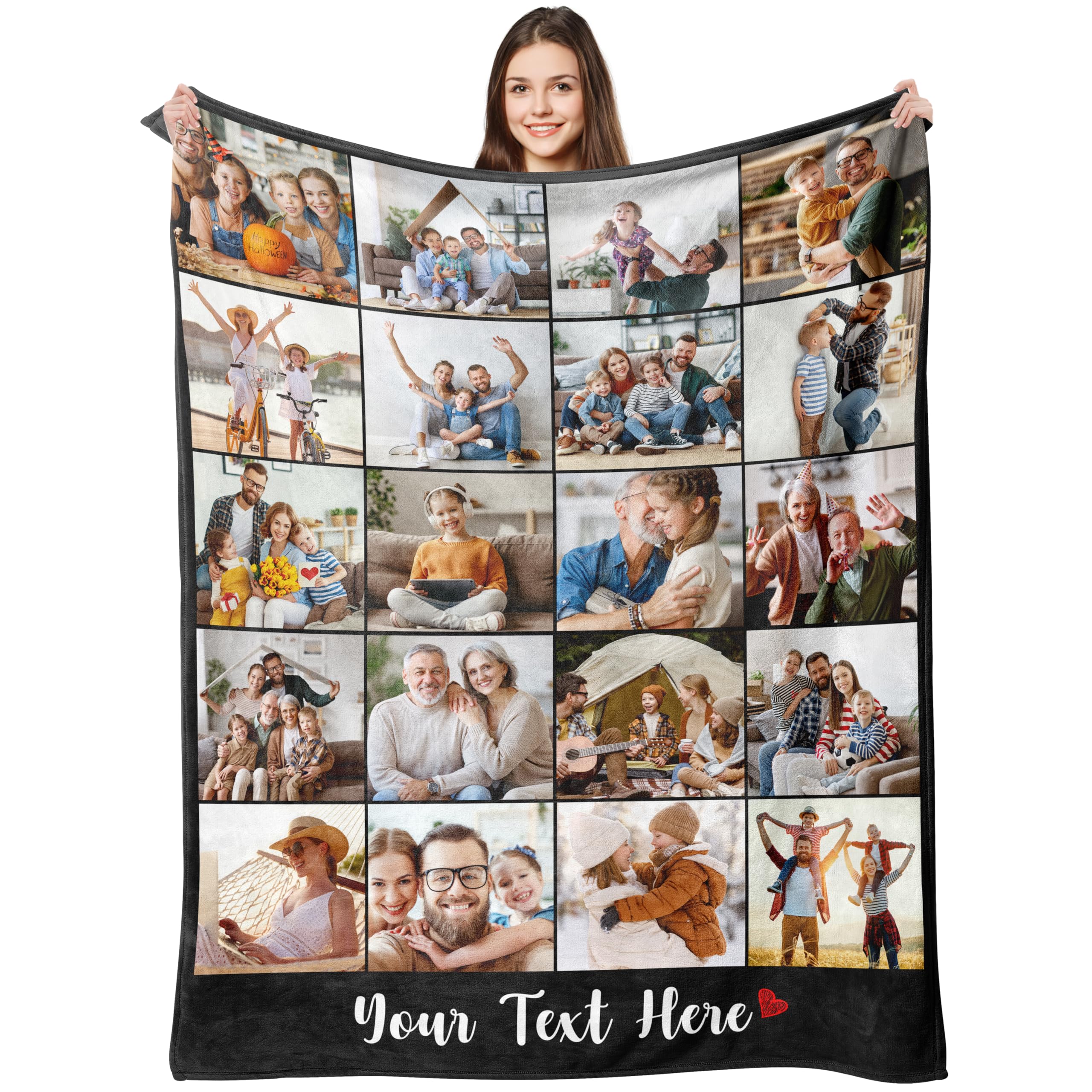 Ships Next Day: Custom Fleece Throw Blankets with Picture Personalized Photo Text for Girlfriend Christmas Anniversary B